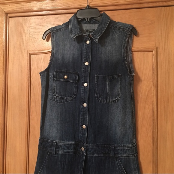 J Crew Sleeveless Denim Selvedge Jumpsuit Sz S - Picture 2 of 8